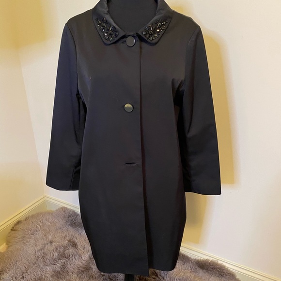 KATE SPADE New York BEADED CRYSTAL COLLAR COAT - Picture 8 of 14